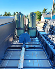 Bracket installed on a vehicle side rail during a rugged trip.