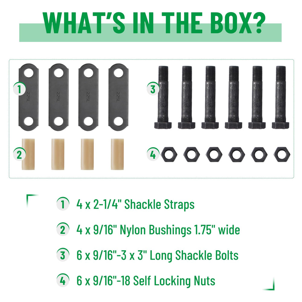 Racewill shackles kit ready for outdoor use on rugged trailer systems
