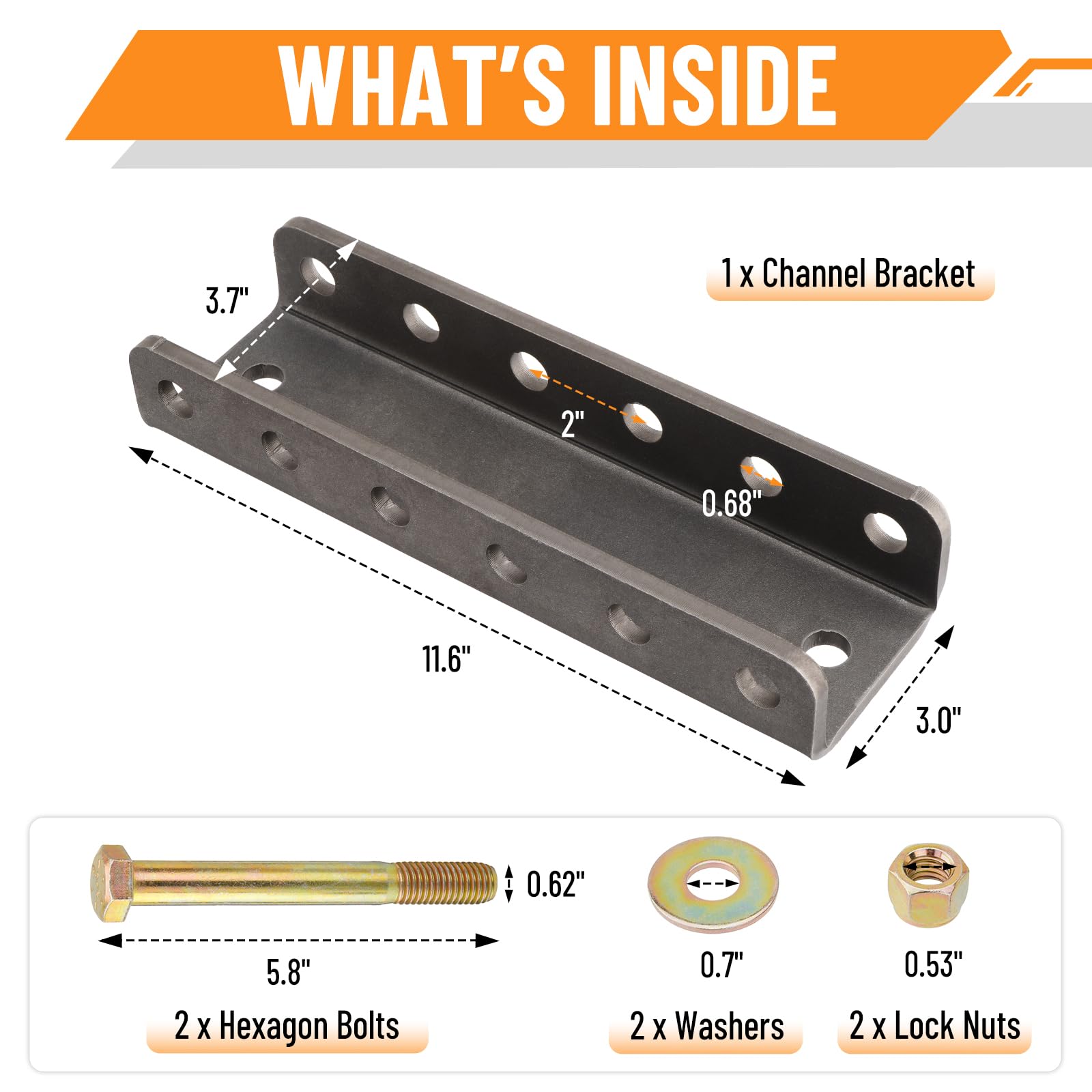 Racewill-package-hardware-includes-bolts-washers-nuts for quick, complete installation.
