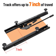 Racewill Seat Slider Kit seven-inch travel demonstrates wide forward/backward adjustment.