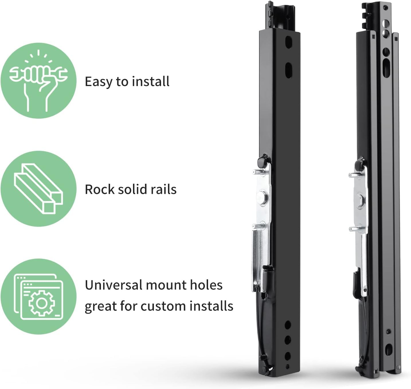 Racewill seat slider track assembly demonstrating dual lock safety feature.