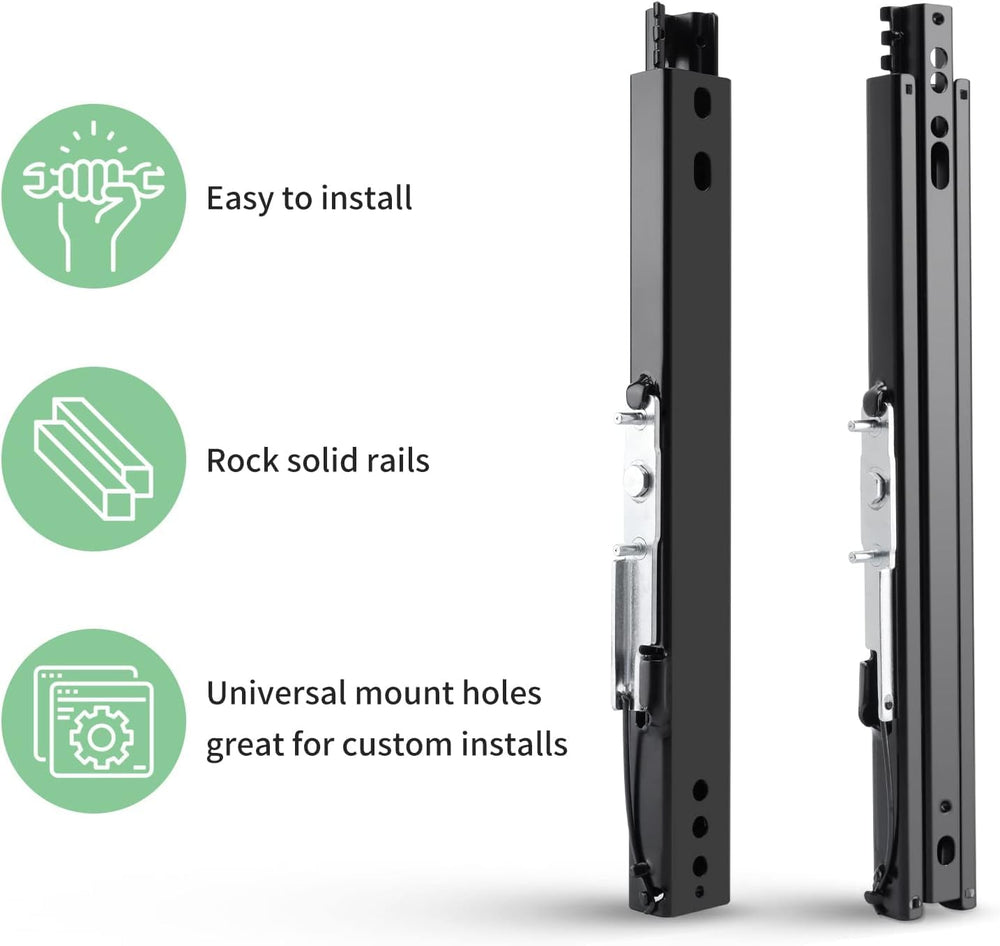Racewill seat slider track assembly demonstrating dual lock safety feature.