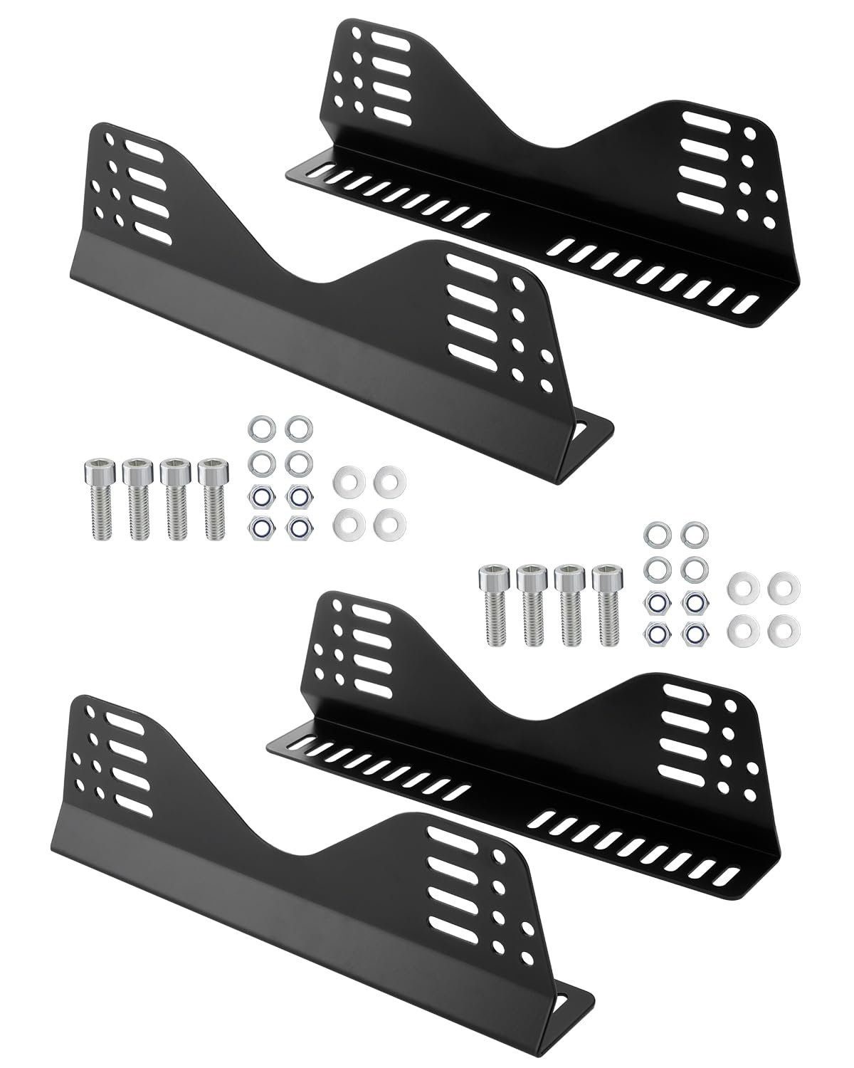 Racewill side-mount brackets pair for universal bucket seats with adjustable height.