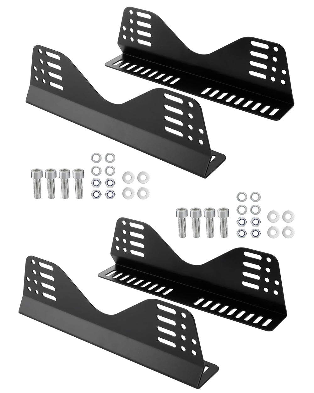 Racewill side-mount brackets pair for universal bucket seats with adjustable height.