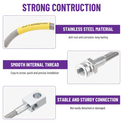 Racewill stainless braided brake line closeup shows durable construction.