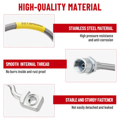 Racewill stainless braided brake lines closeup highlighting wear protection