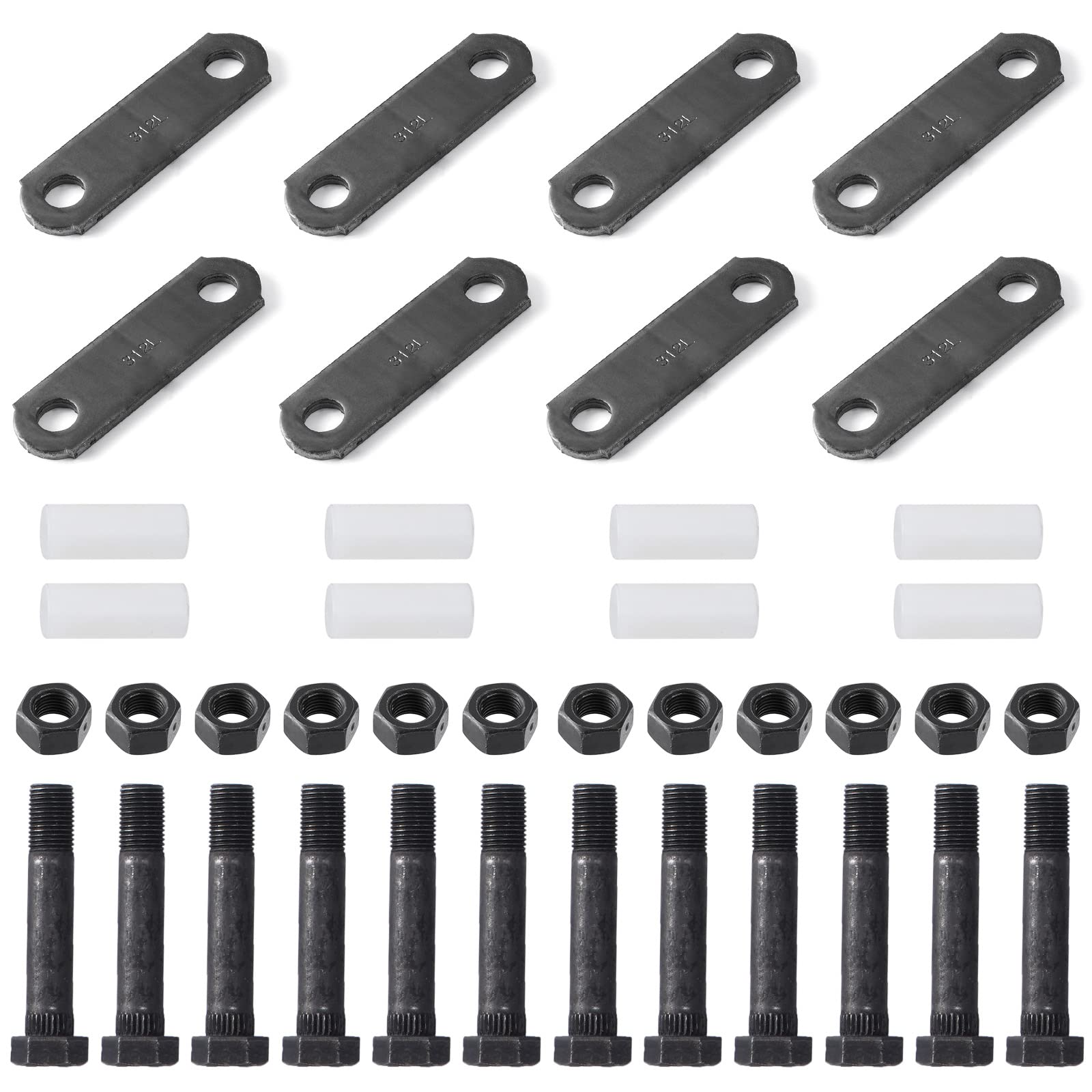 Racewill trailer shackle kit for double eye springs, rugged outdoor use.