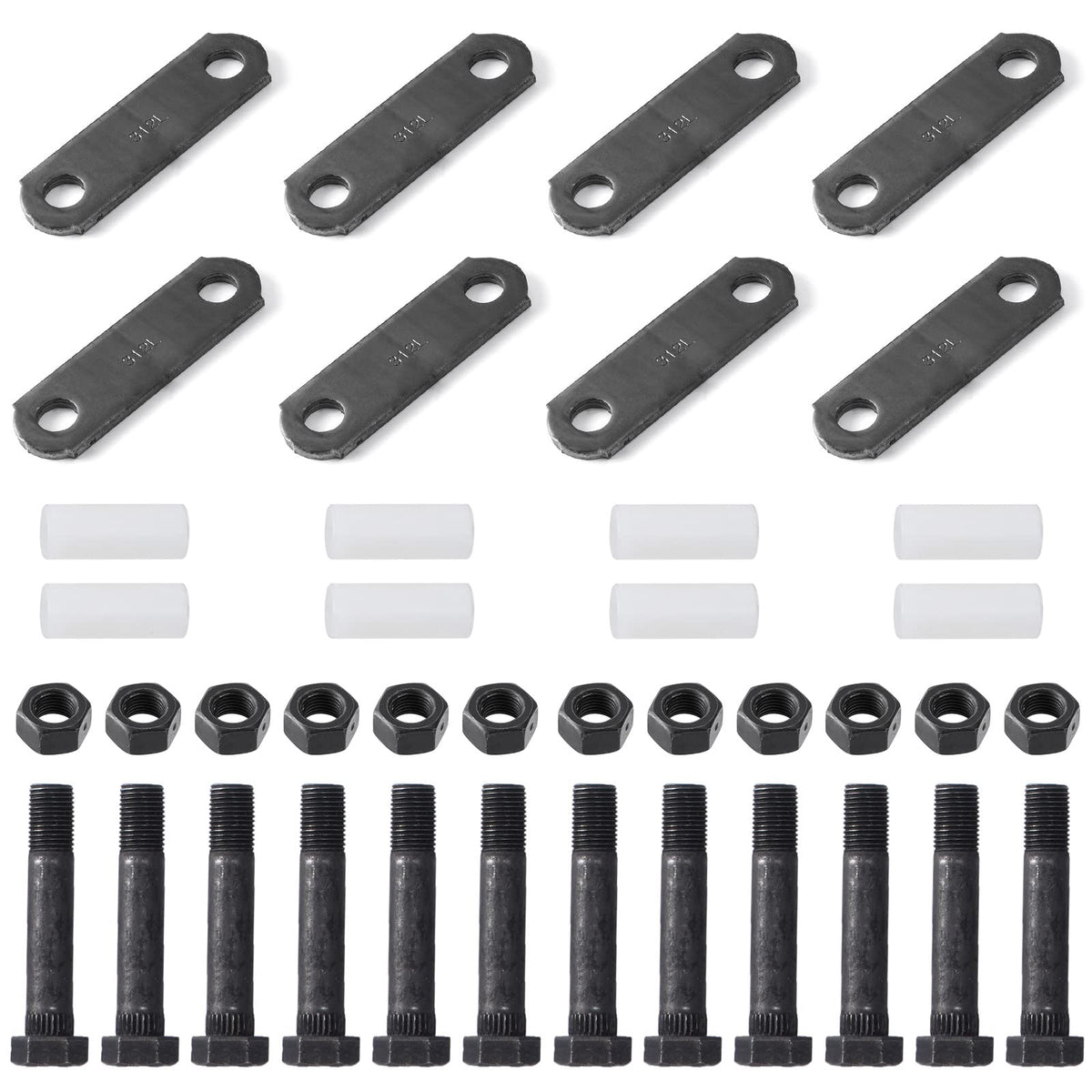 Racewill trailer shackle kit for double eye springs, rugged outdoor use.
