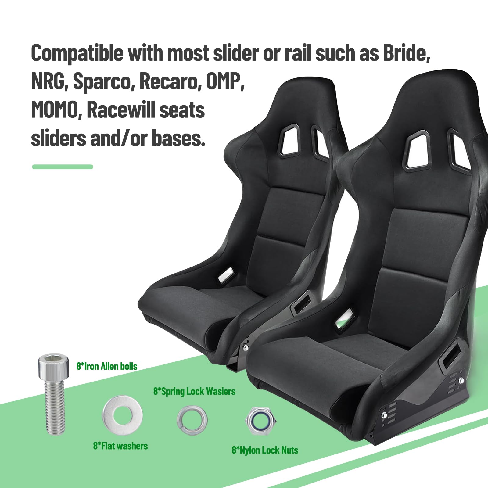 Racewill two-seat mount brackets set makes pairing two racing seats simple.
