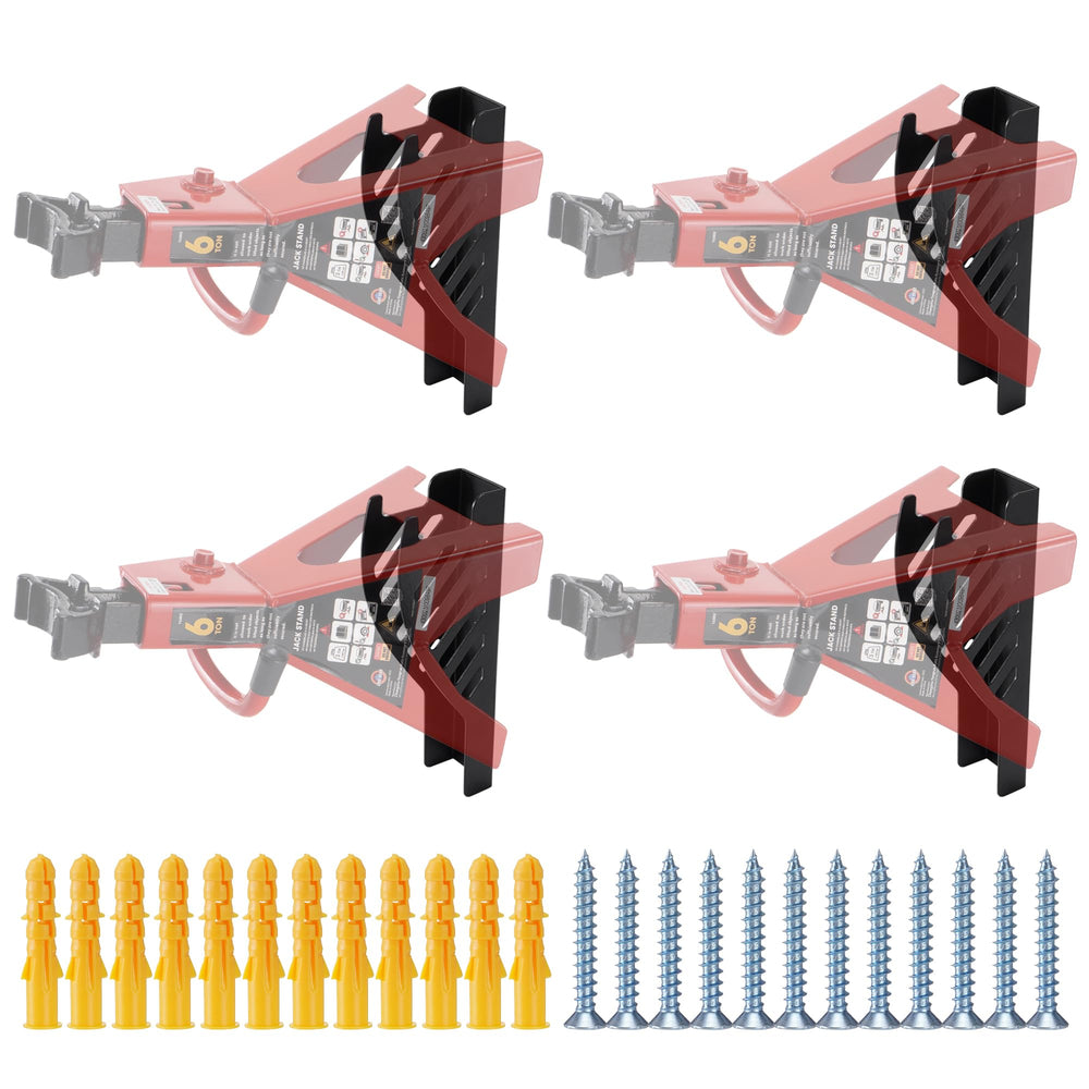 Racewill wall-mount jack stand bracket holds four to six-ton stands securely.