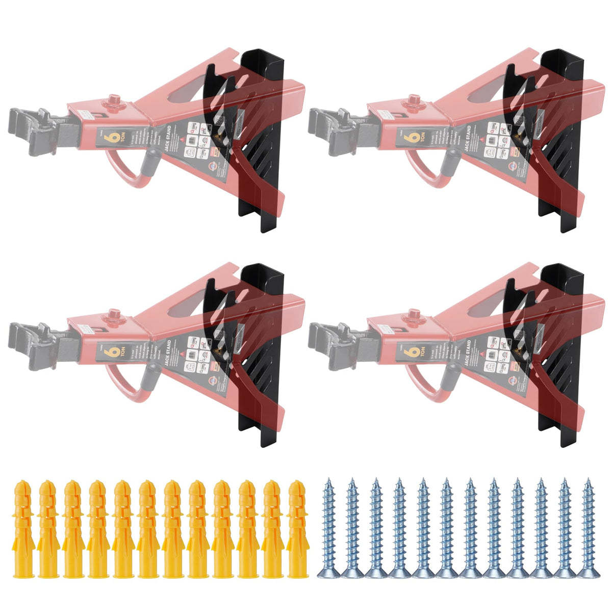 Racewill wall-mount jack stand bracket holds four to six-ton stands securely.