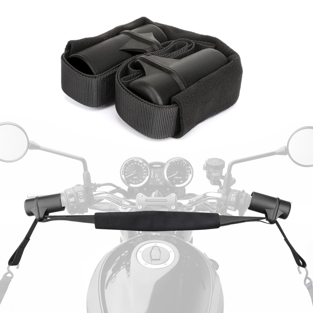 Racrank handlebar straps protect paint while securing 32 inch handlebars during transit