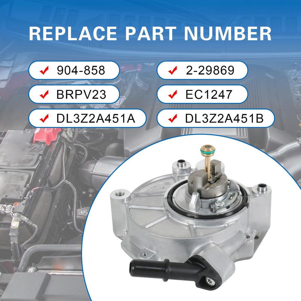 RADHLBNIU brake vacuum pump label closeup with OEM part numbers