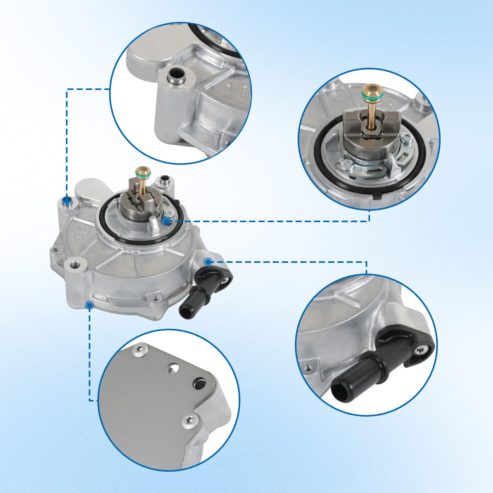 RADHLBNIU brake vacuum pump side profile highlighting sleek body for easy fit