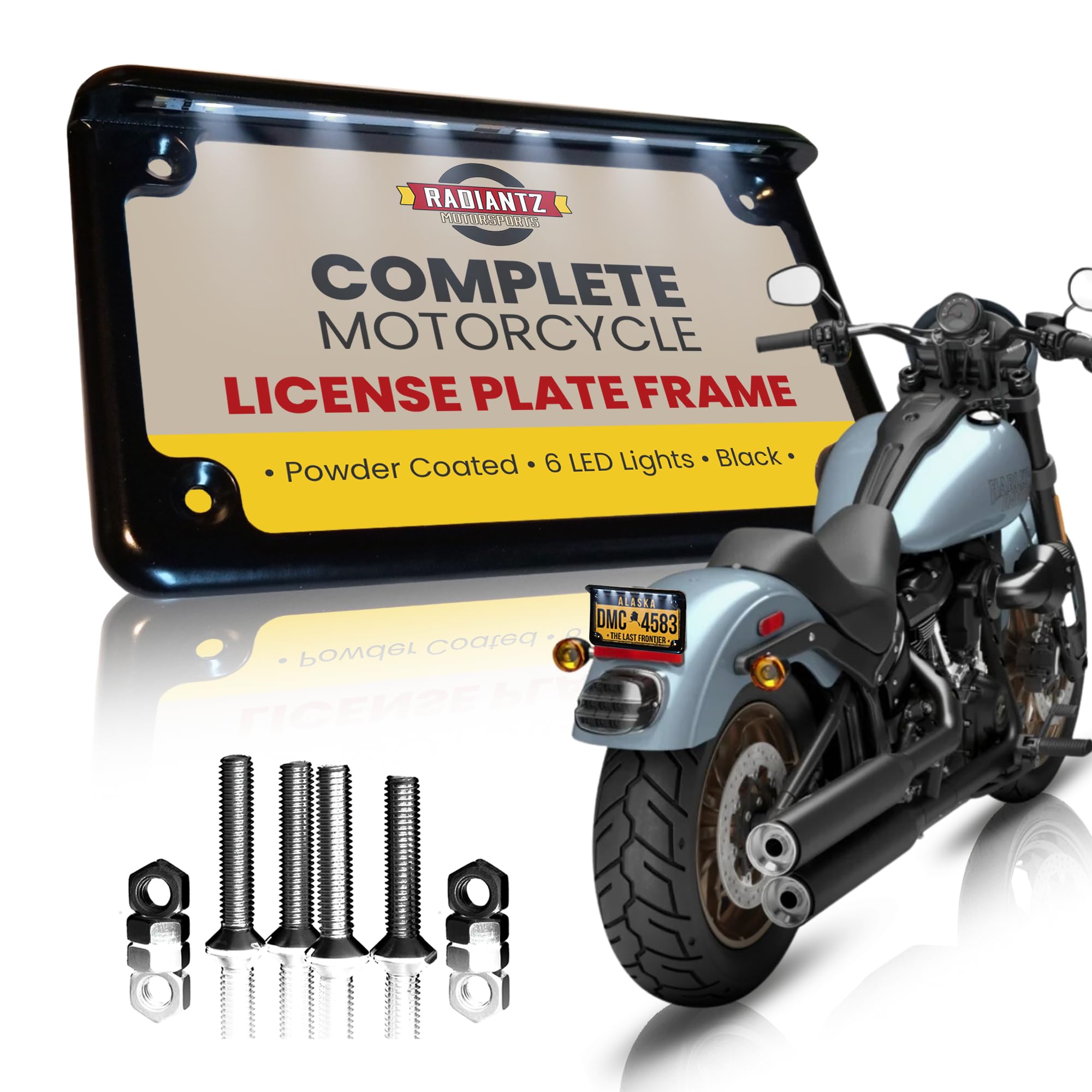 Radiantz motorcycle frame with six LEDs improves night visibility for riders