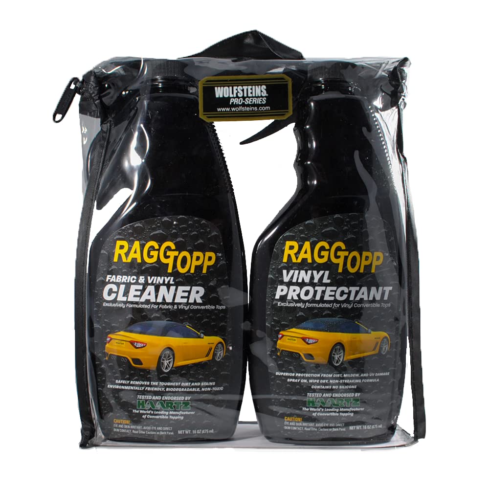 RAGGTOPP care kit demonstrates professional-grade vinyl top upkeep and protection.