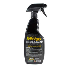 RAGGTOPP Cleaner application on a fabric vinyl top for effective refreshment.