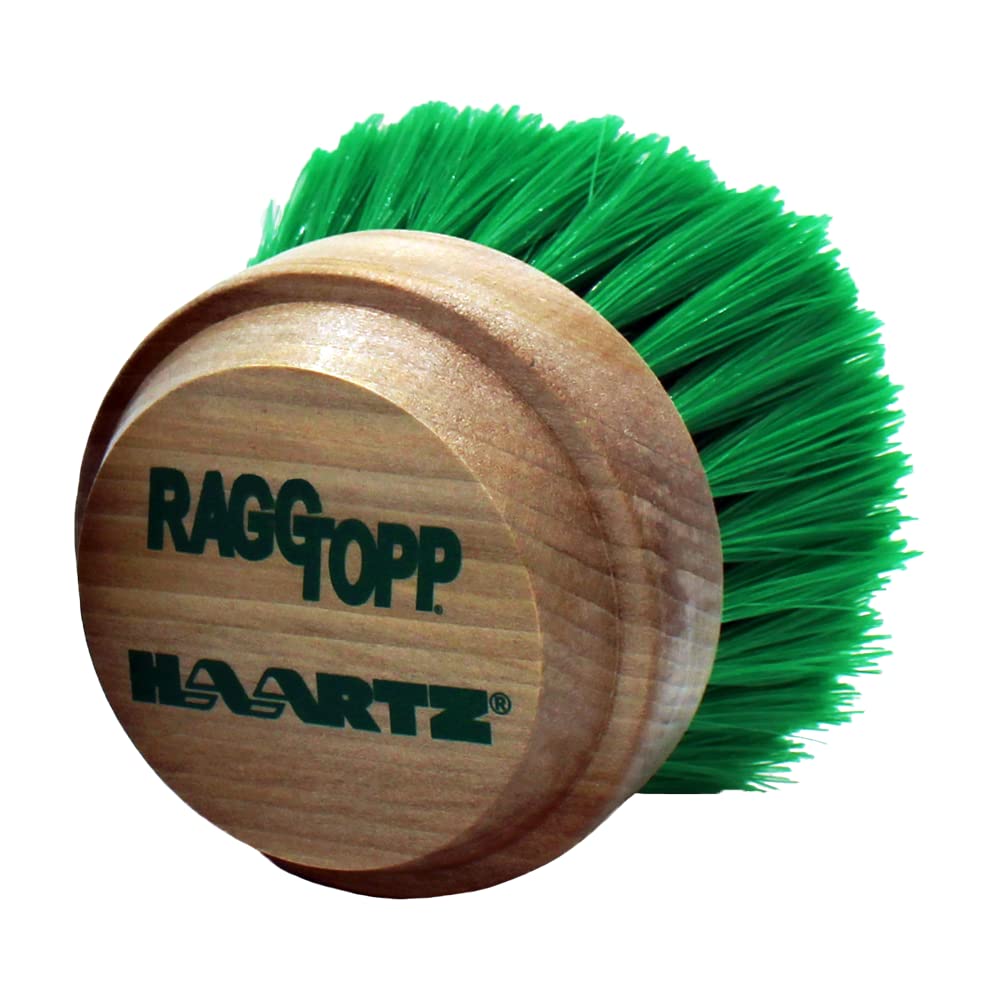 RaggTopp Premium Convertible Top Brush — front view with ergonomic wooden handle.