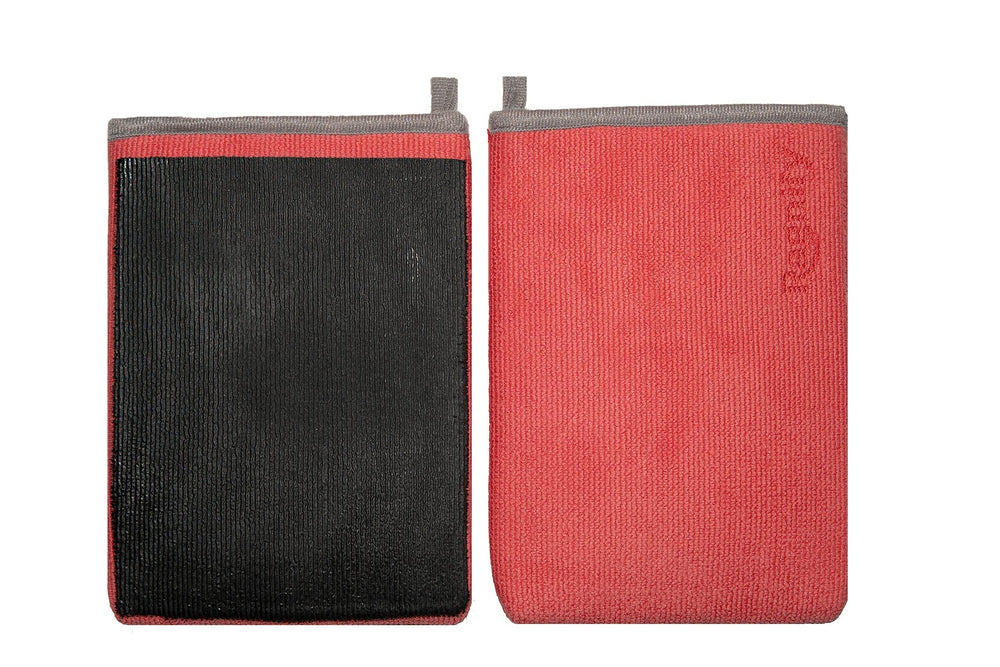 Ragnify clay mitt front view shows compact glove design for fast detailing