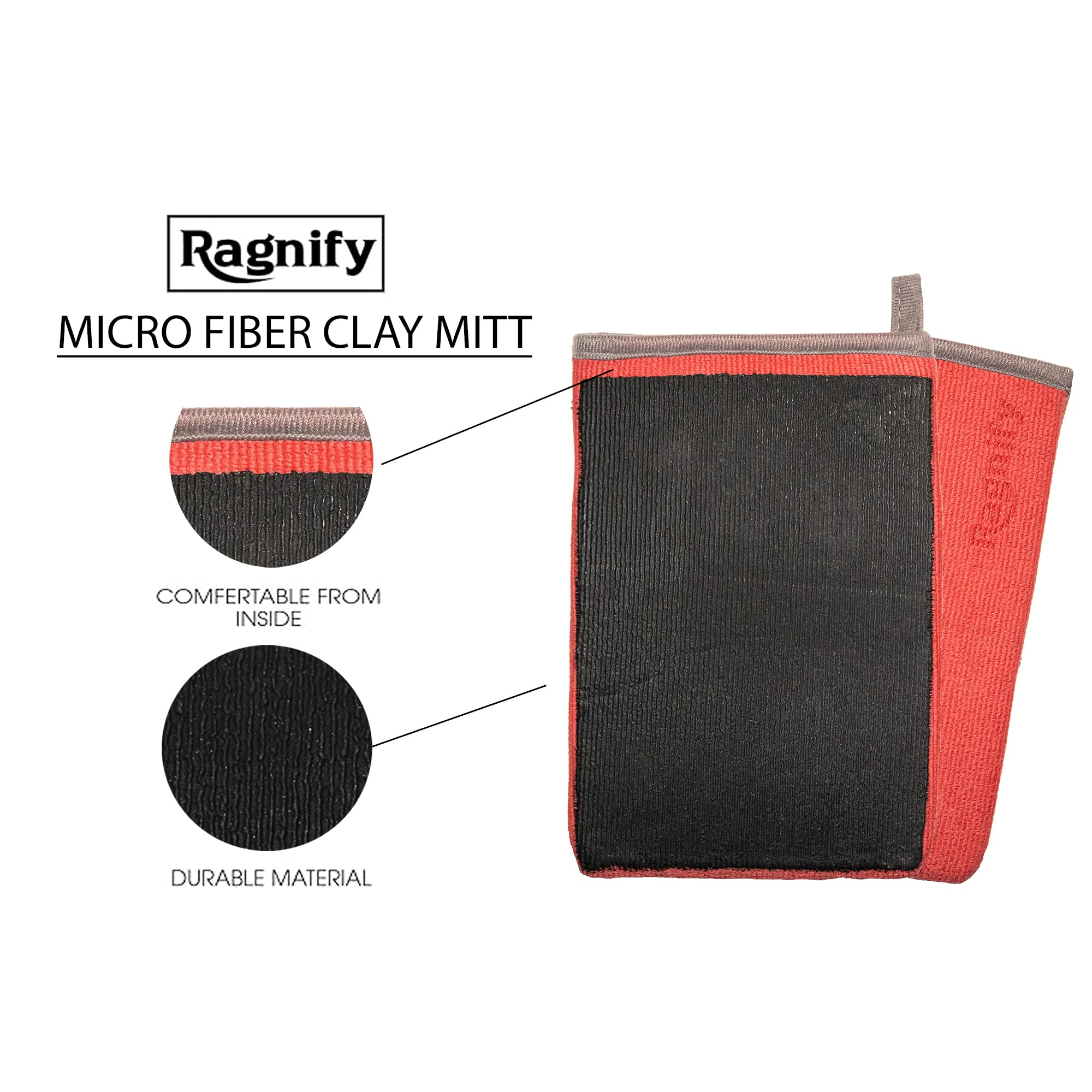 Ragnify clay mitt side view highlights ergonomic grip for easy handling