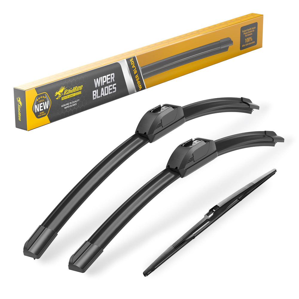 RaidBee Prius front wipers 26in-19in aligned for smooth, streak-free visibility in rain.