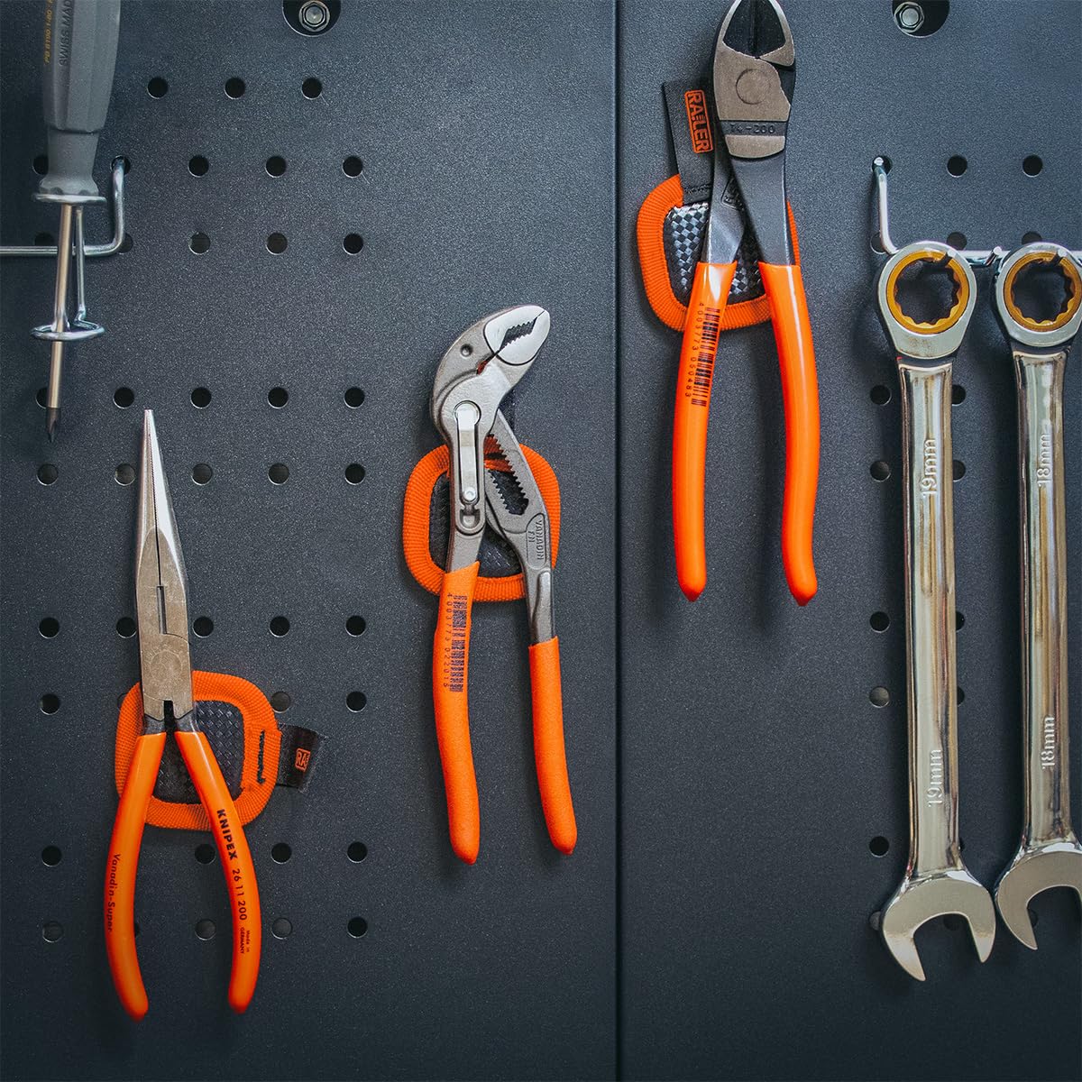 Railer pads help organize sockets and screws in drawers or at lift posts.