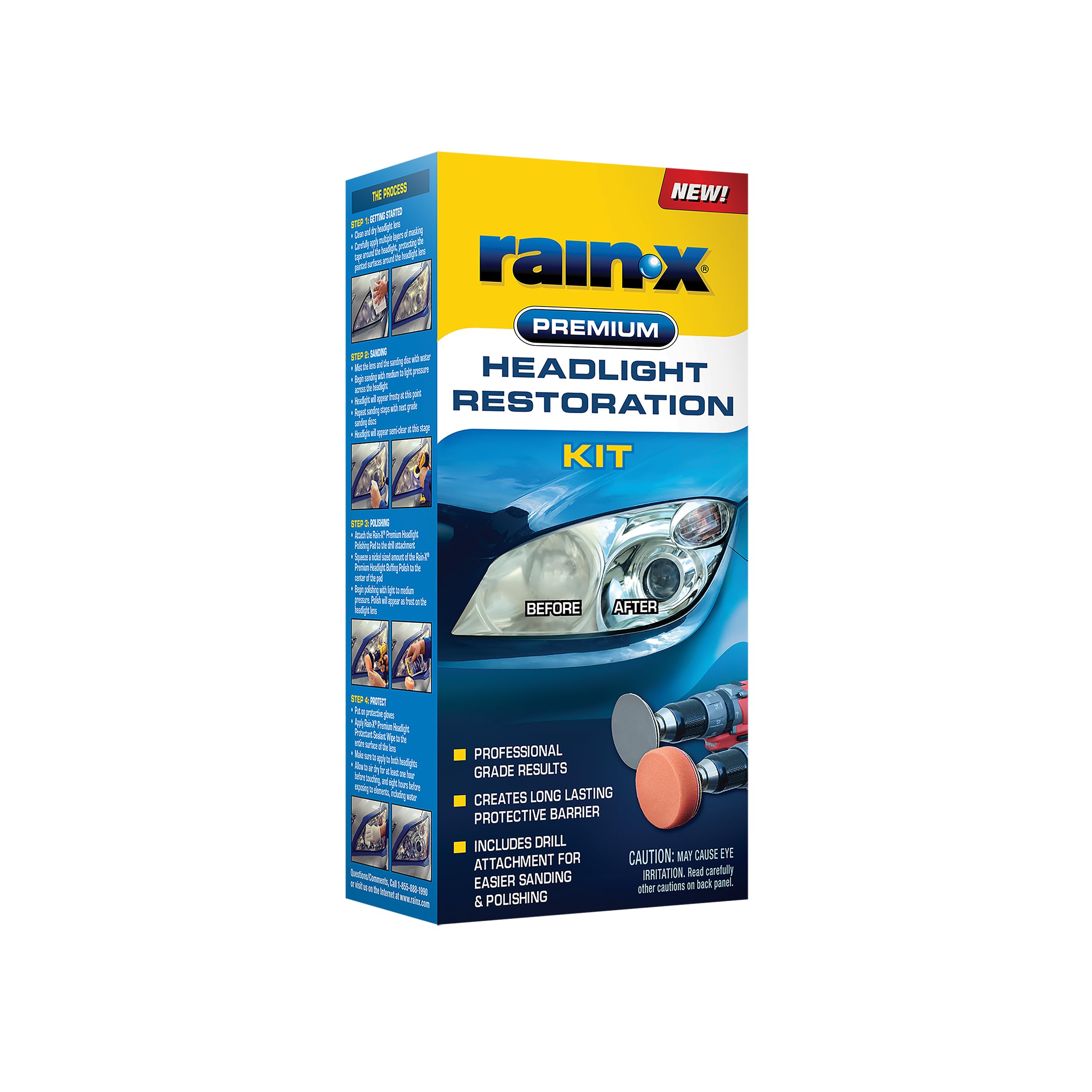 Rain-X 610153 sanding attachments for headlight restoration improve surface smoothness.