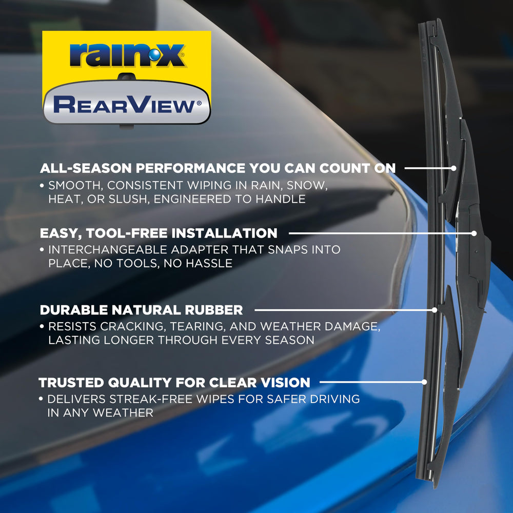 Rain-X OE replacement rear wiper ensures factory-like fit and performance