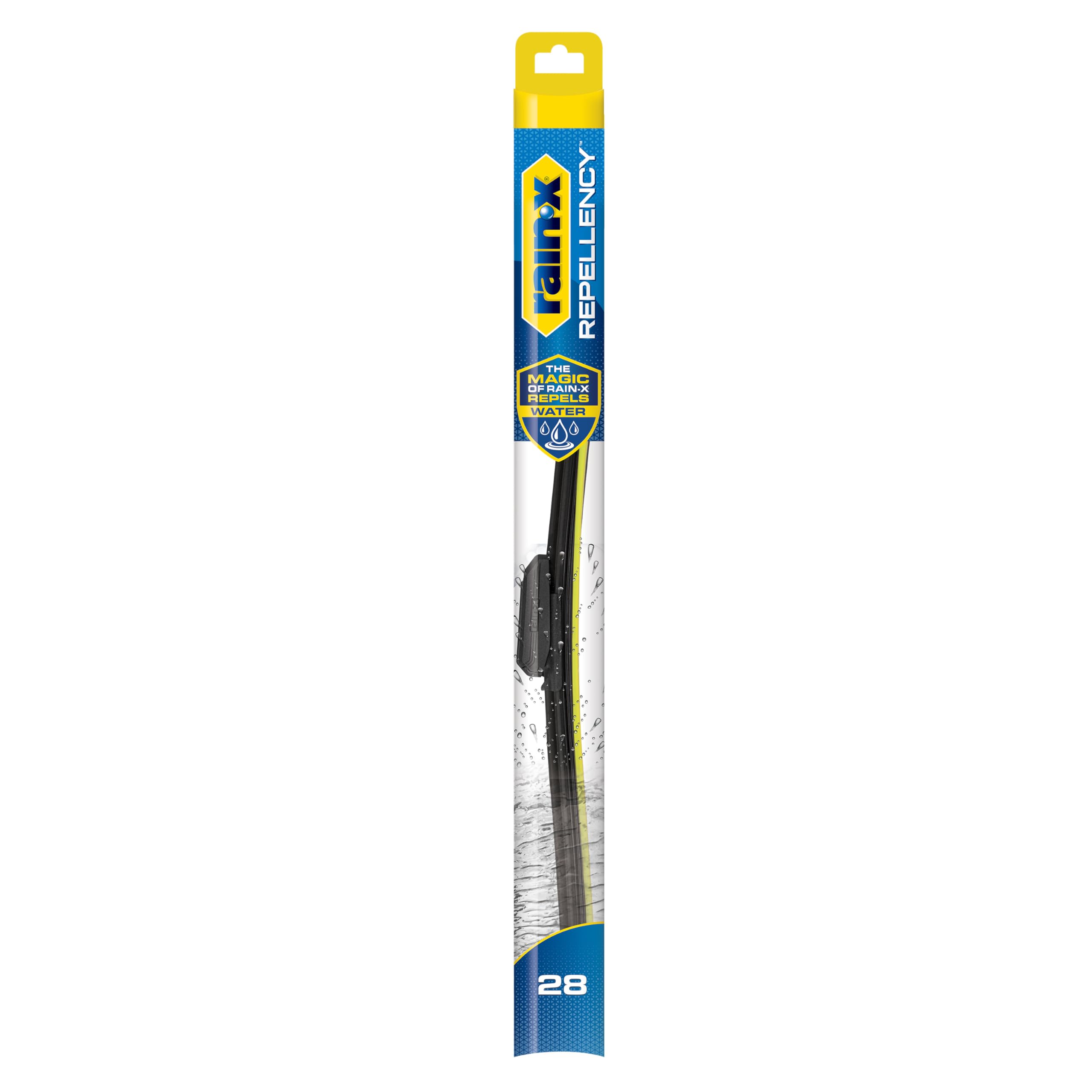 Rain-X Repellency Wiper Blades 28-inch on windshield for clearer visibility in rain