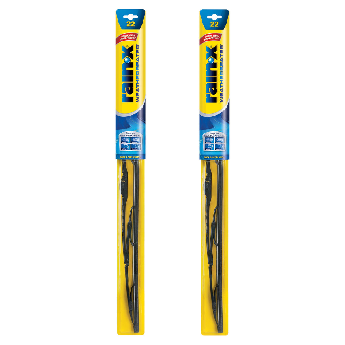 Rain-X WeatherBeater 22-inch blades pack of two for clear rain visibility