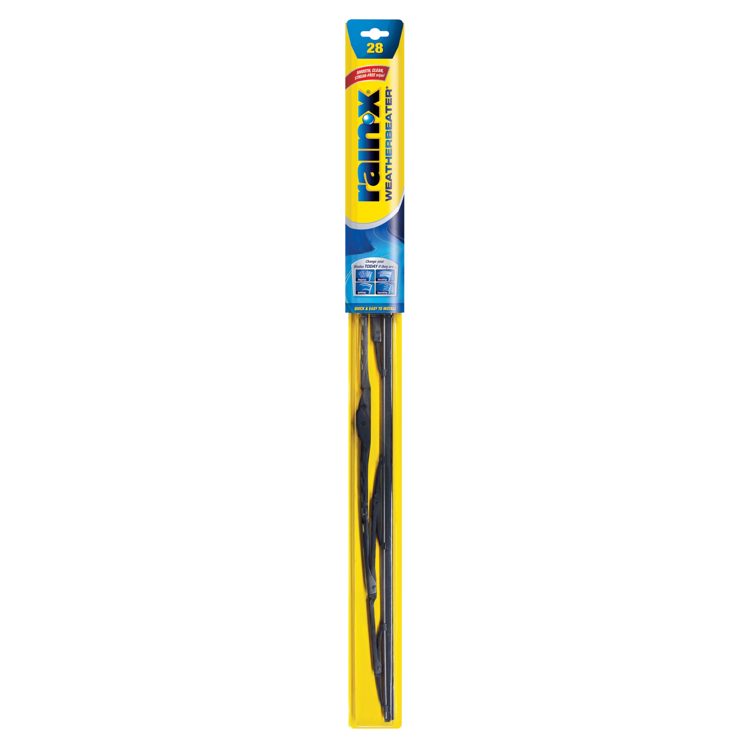 Rain-X WeatherBeater 28-inch blade front view highlighting durable design for clear visibility