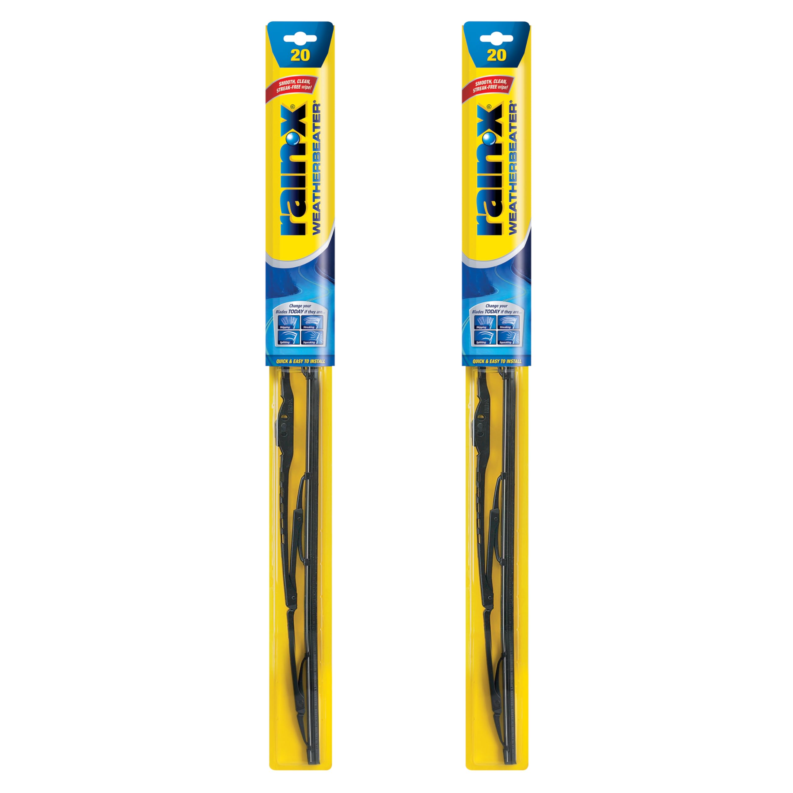 Rain-X WeatherBeater 20-inch blades—front view, ready for all-weather performance.