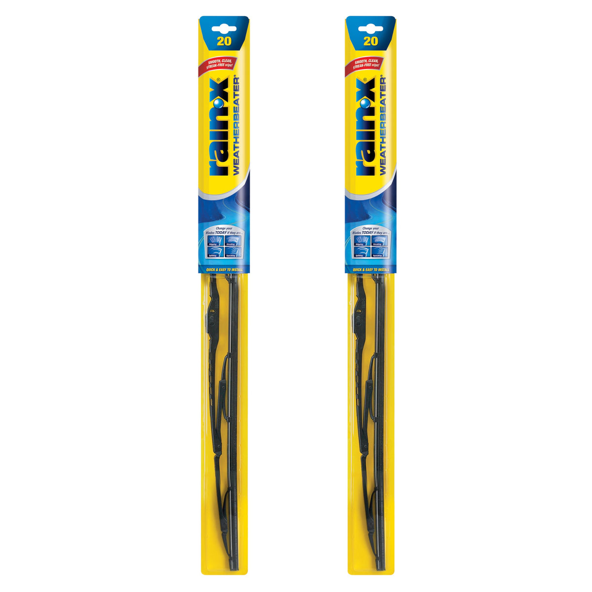 Rain-X WeatherBeater 20-inch blades—front view, ready for all-weather performance.