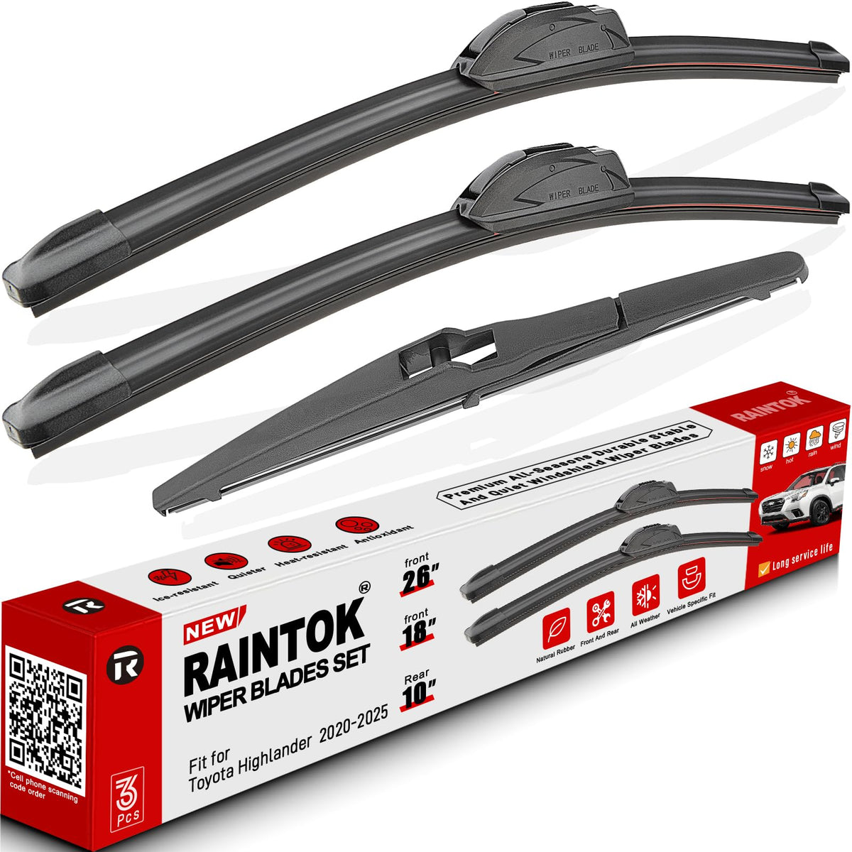 RAINTOK Highlander 26-inch front wiper blade for clear visibility in rain.