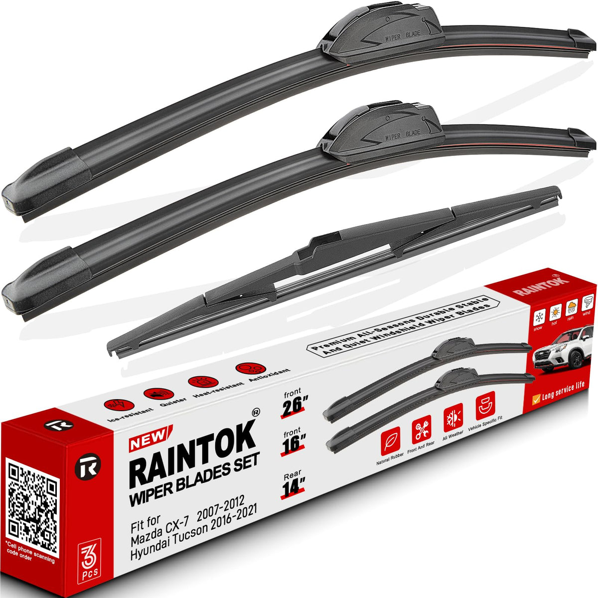 RAINTOK Tucson 26-inch front wiper blade for reliable rain visibility