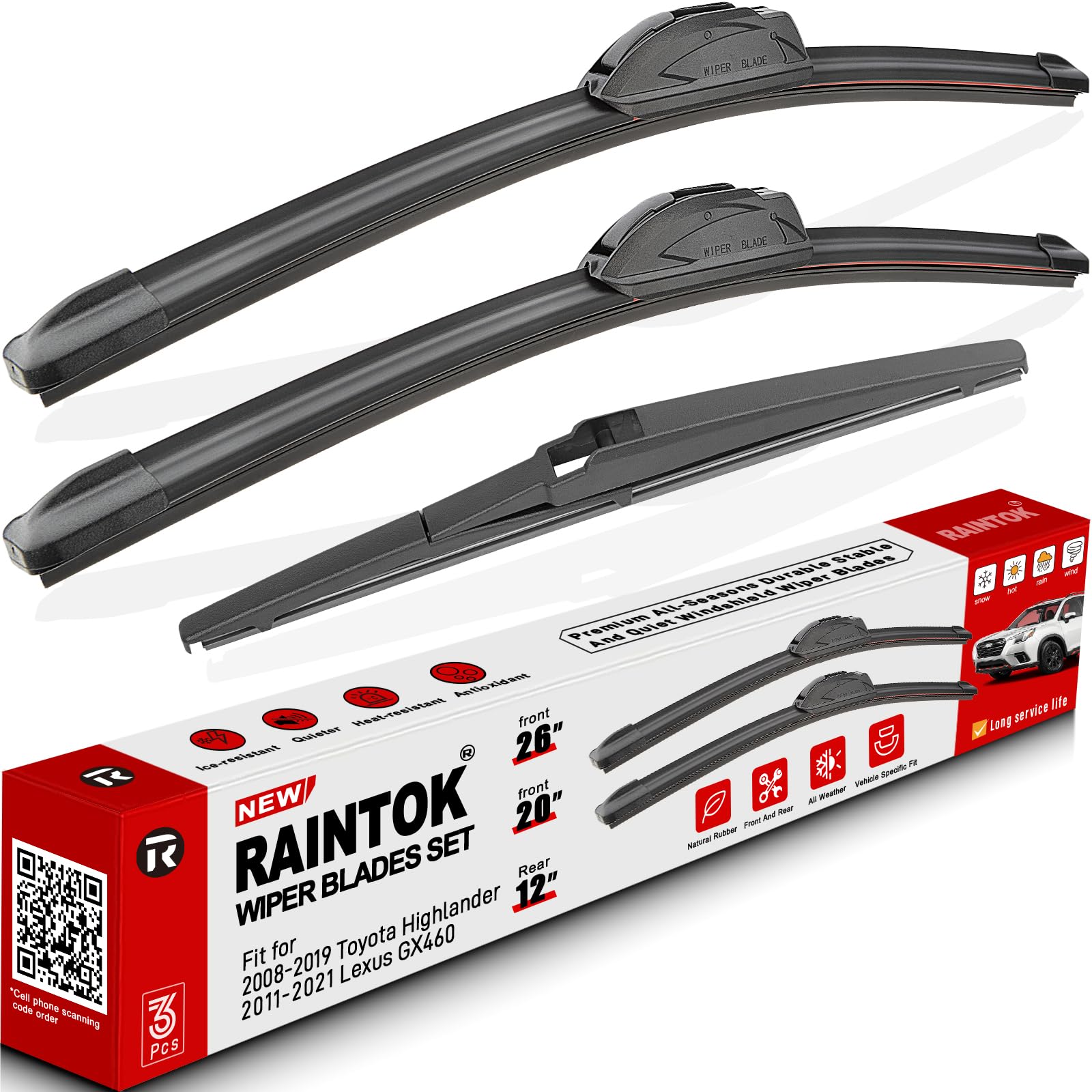 RAINTOK 26-inch front wiper blade for Highlander delivers smooth, streak-free visibility