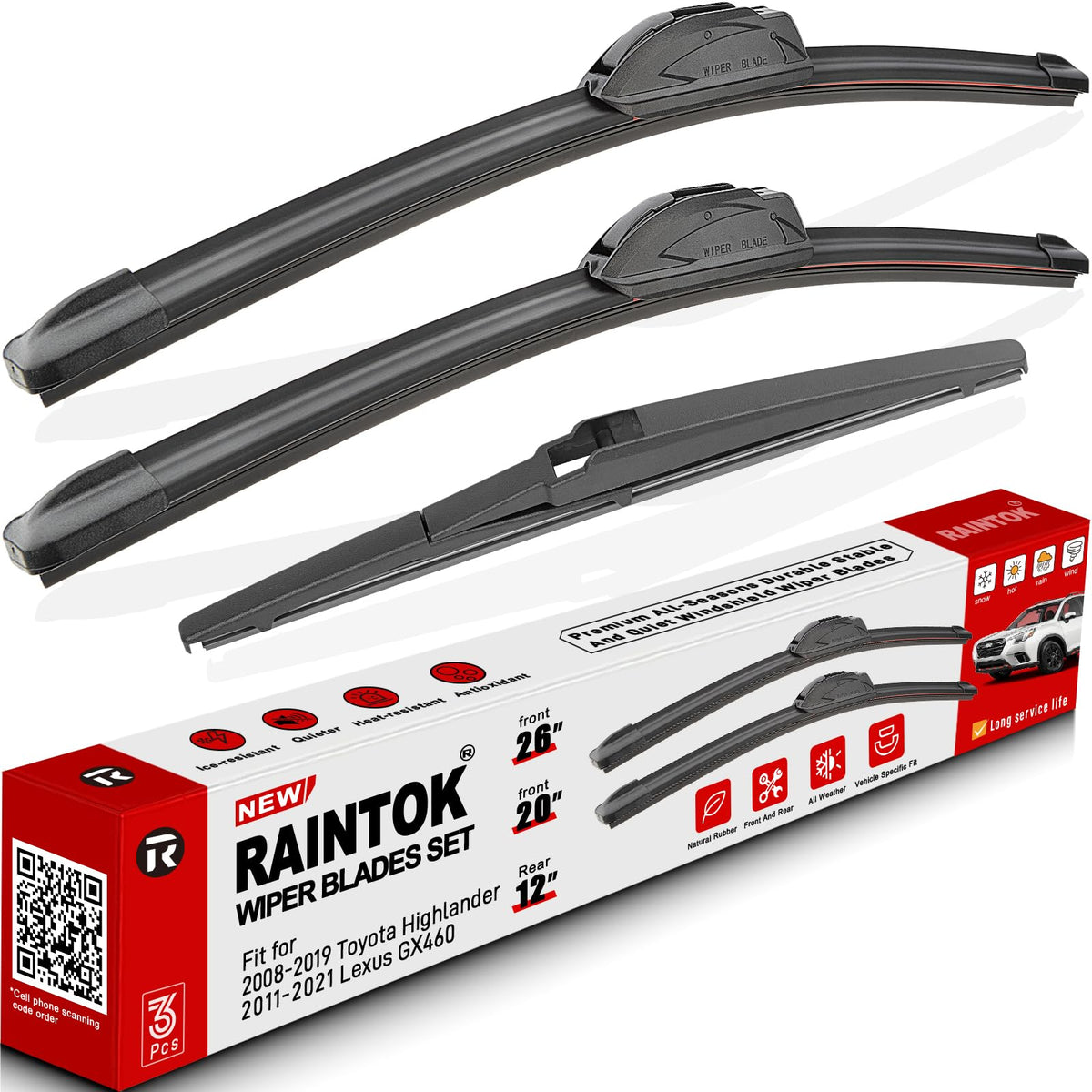 RAINTOK 26-inch front wiper blade for Highlander delivers smooth, streak-free visibility