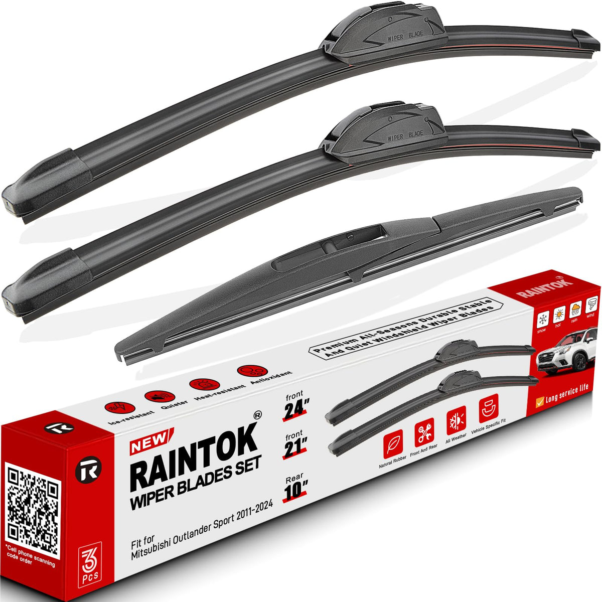 RAINTOK front 24-inch wiper blade for Mitsubishi Outlander Sport delivers clear visibility in rain