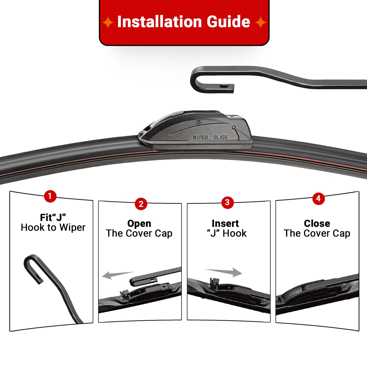 RAINTOK RX300 front 24-inch blade provides quiet, efficient wiping