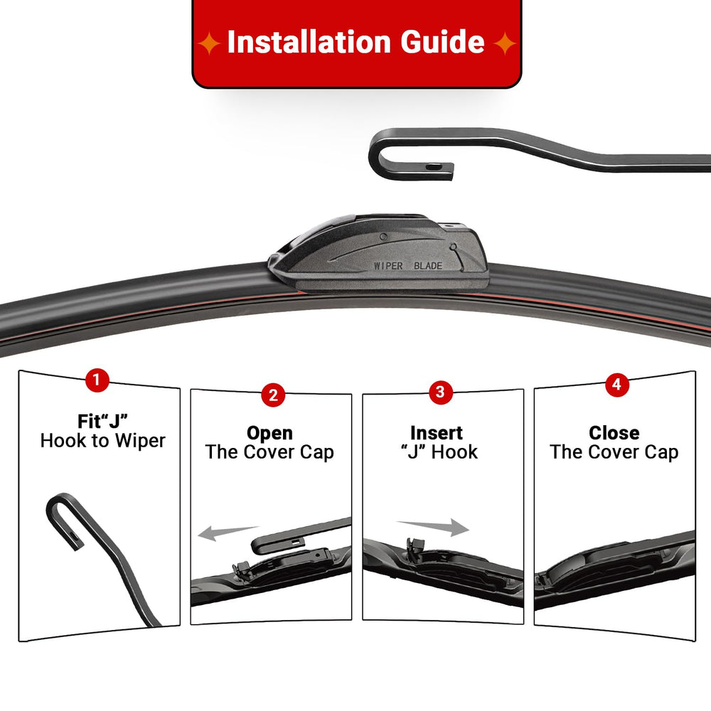 RAINTOK RX300 front 24-inch blade provides quiet, efficient wiping