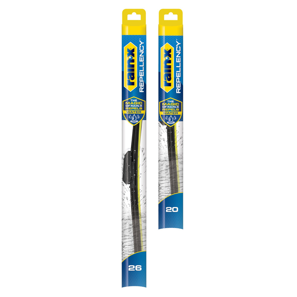 Rain-X Repellency Wiper Blade 26-inch demonstrates water-repellent action for better visibility in rain.