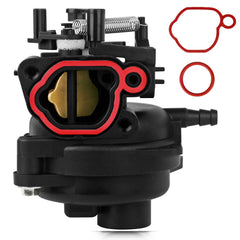 Rakiyada 799584 carburetor front view shows durable alloy body for reliable lawn mower performance.