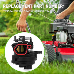 Rakiyada 799584 carburetor side view highlights precise fittings for easy on-site installation.