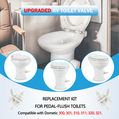 Rakiyada RV toilet valve and seal pack highlights replacement parts.
