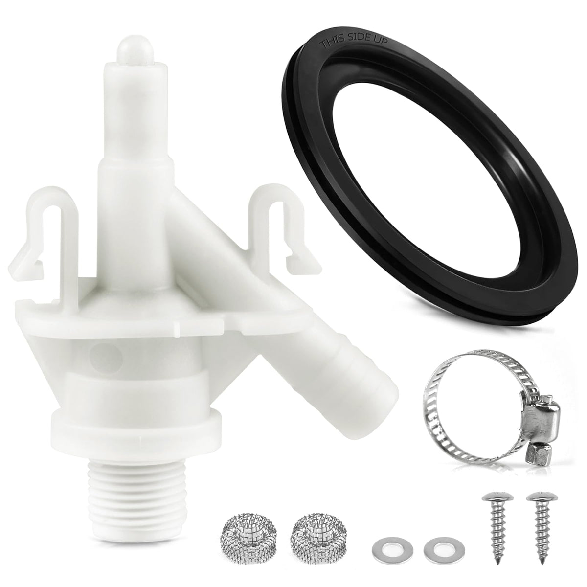 Rakiyada upgraded RV toilet valve kit front view for durable compatibility.