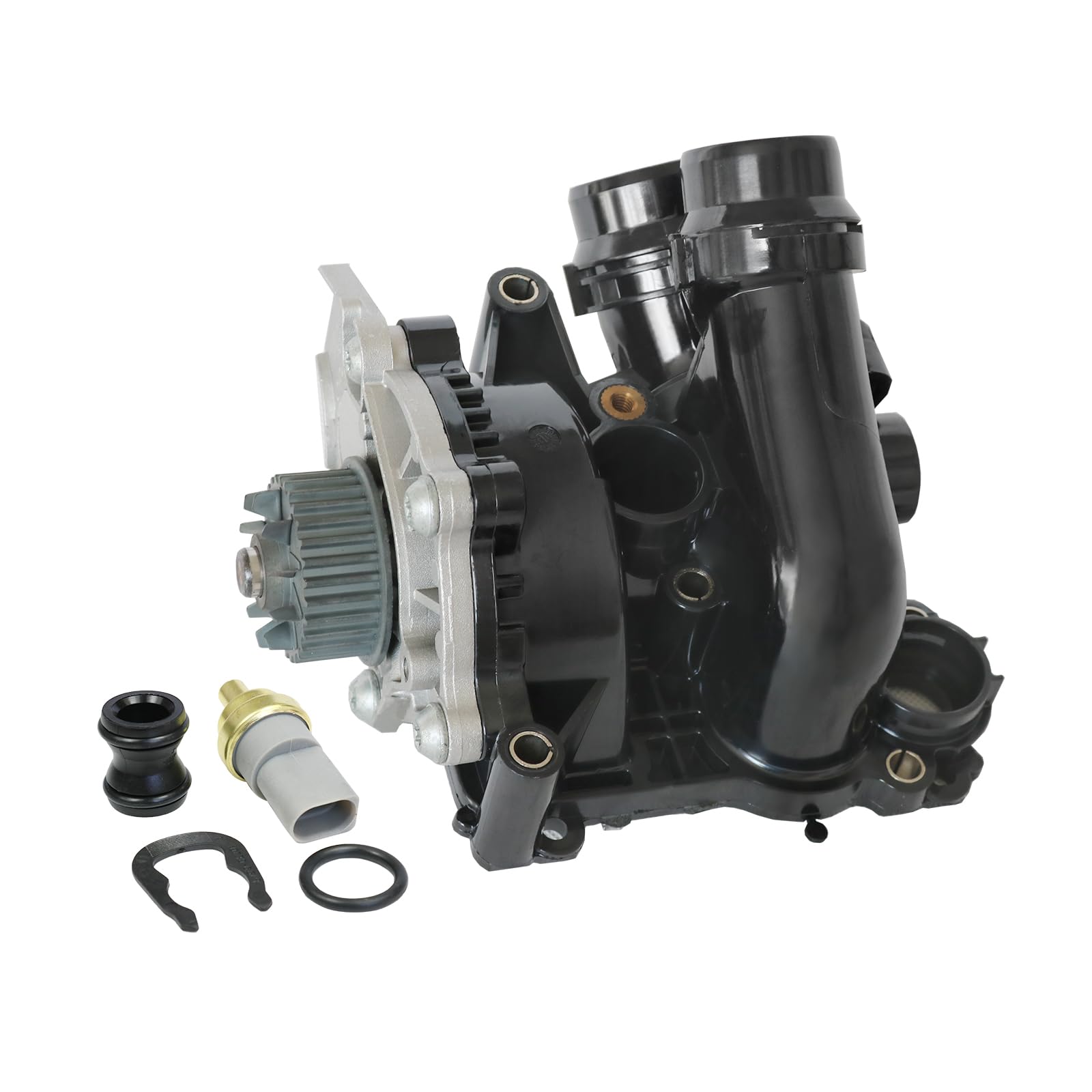 RALBDX electric engine water pump assembly, front view; reliable engine cooling.