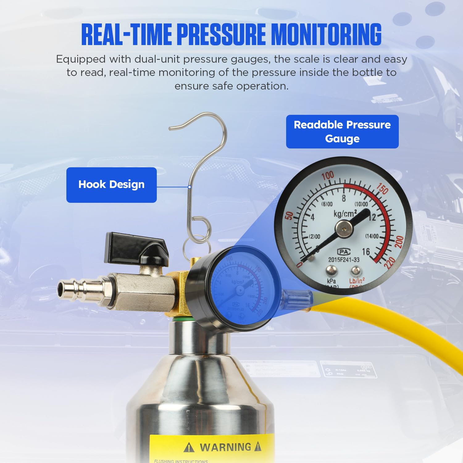 RALBIL AC Flush Kit safety relief valve prevents overpressure during operation.