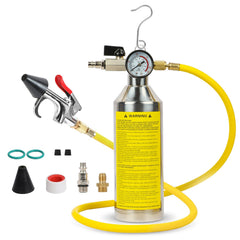RALBIL AC Flush Kit stainless bottle demonstrates durability for repeated HVAC flushing.