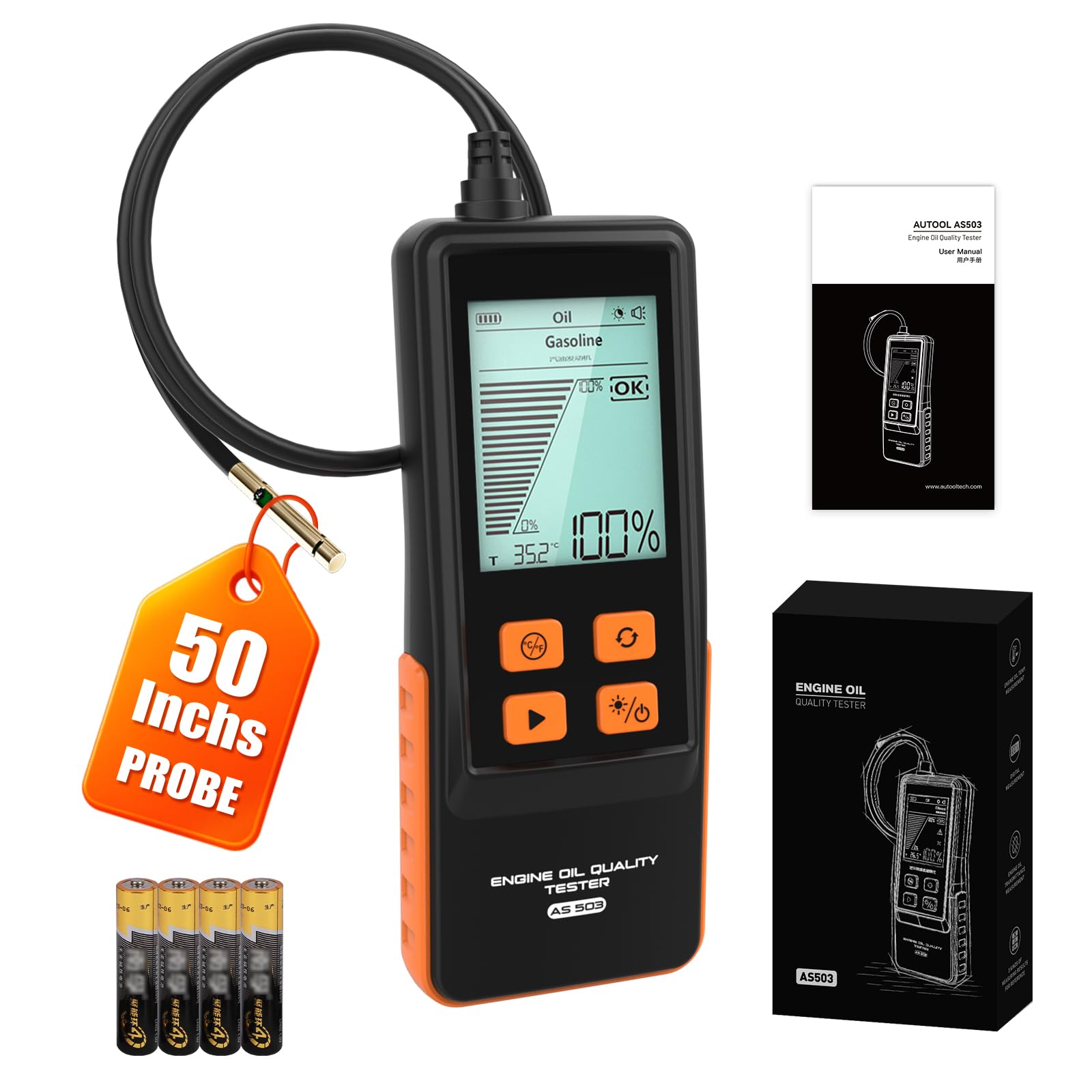 RALBIL Engine Oil Tester extended probe displaying oil aging indicators for quick maintenance checks.