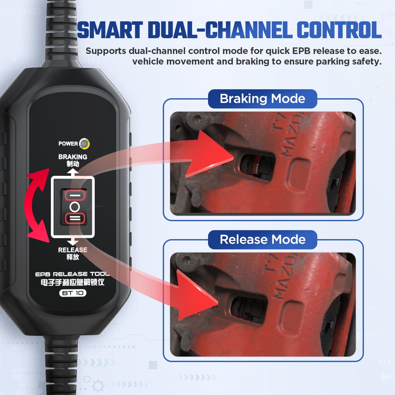 RALBIL EPB release tool in action demonstrating rapid brake engagement